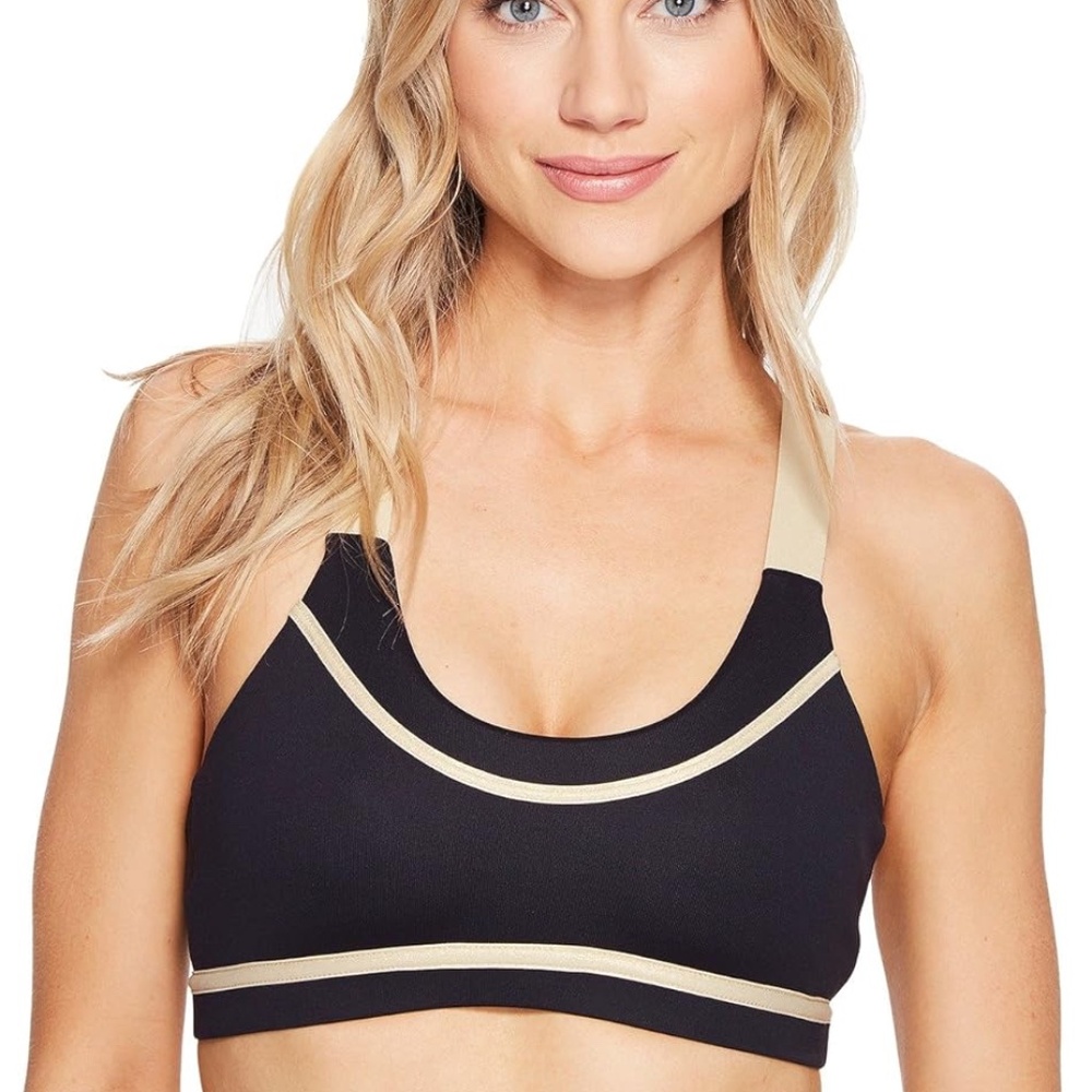 Luli Fama Luli Fit Warrior Spirit Crossback Sports Bra in Black/Gold